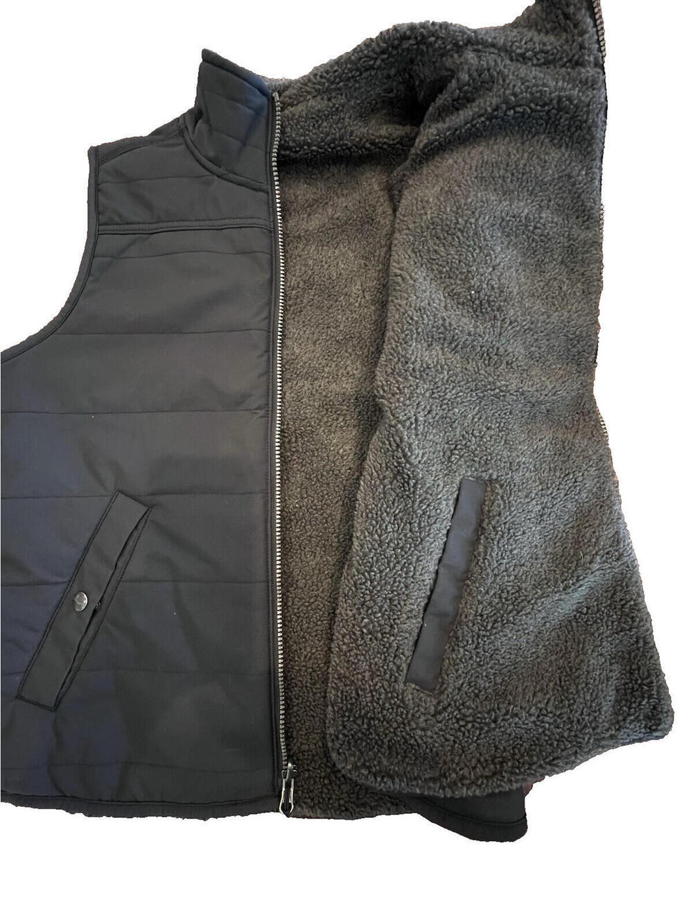 Carhartt Vest Womens Size L  Reversible Utility Rain Defender Black Sherpa Line - Picture 3 of 5